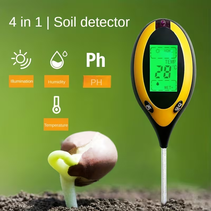 Soil Ph Meter - 4-in-1 Bodemvochtmeter – Multifunctionele bodem-pH-, temperatuur-