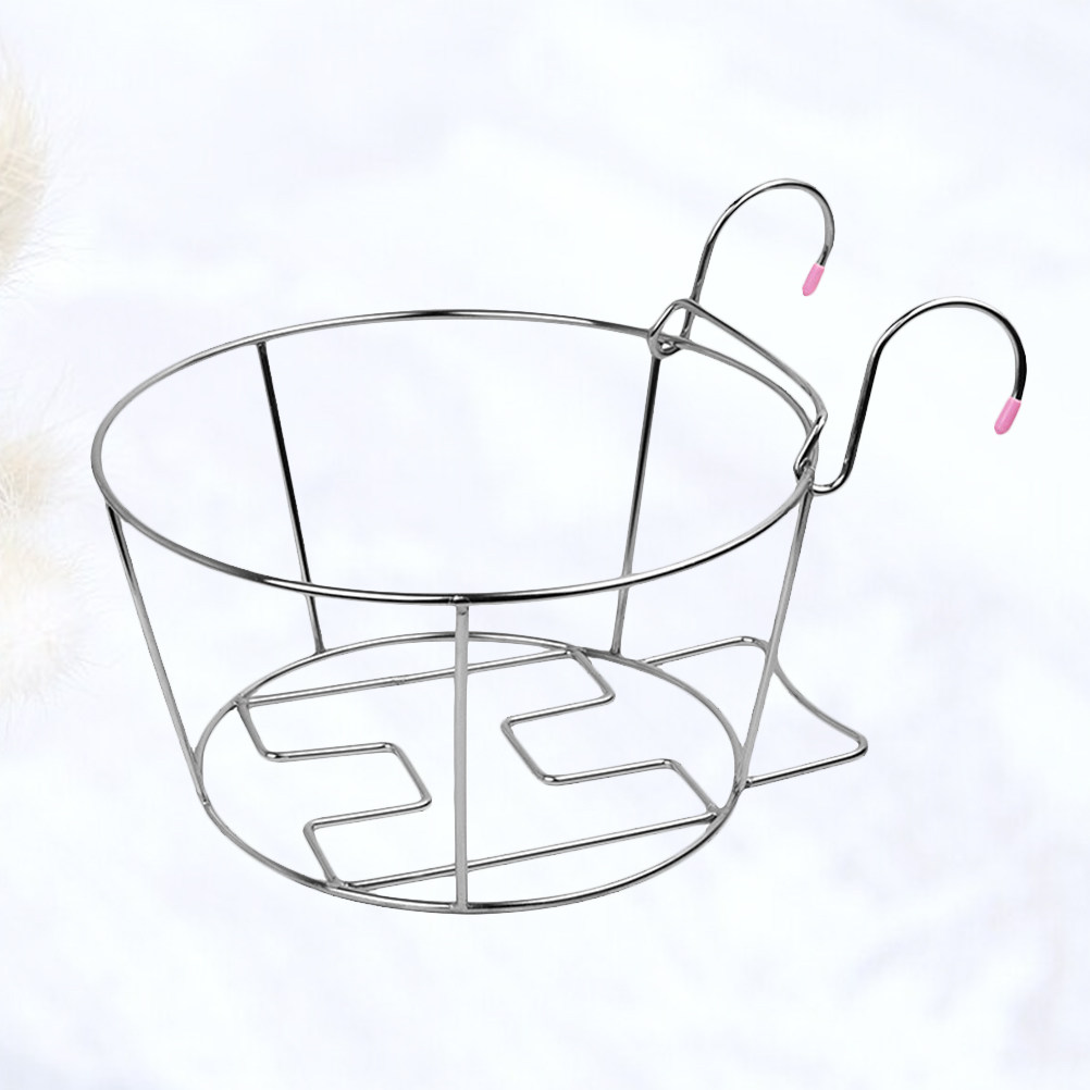 Hanging Planter Basket - Zilveren roestvrijstalen balkon hangende bloempotstandaard, leuning